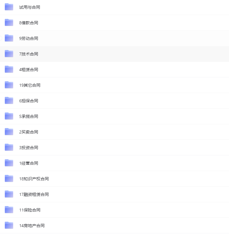 分类整理的各类合同模板下载