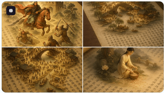 古代卷轴上浮现迷你-3D-场景-1 精选AI Prompt提示词示例:激发你的创作灵感(持续更新)