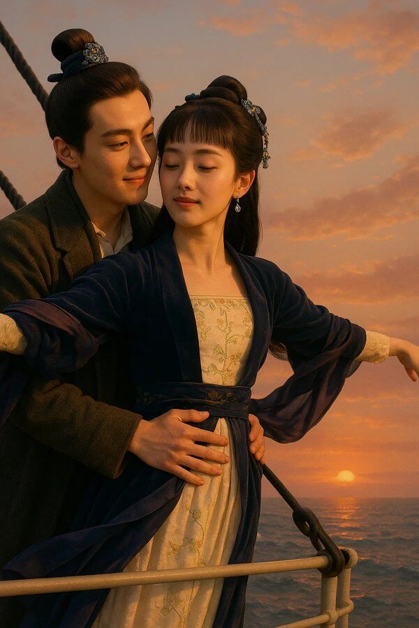 模仿泰坦尼克号经典画面-1 精选AI Prompt提示词示例:激发你的创作灵感(持续更新)