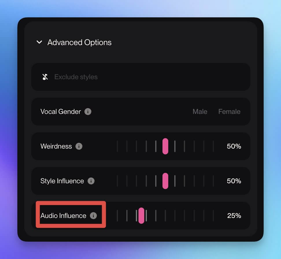 Audio-Influence Suno V5 教程：AI音乐生成纯提示词&音频覆盖详解（2025新手指南）
